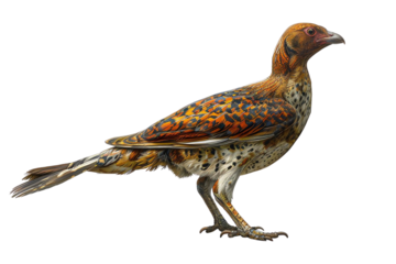 Realistic illustration of a prehistoric bird with intricate feather details, isolated on a white background. Perfect for educational content.