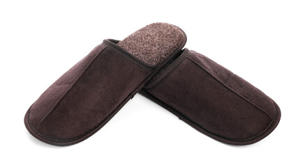 Pair of soft slippers isolated on white