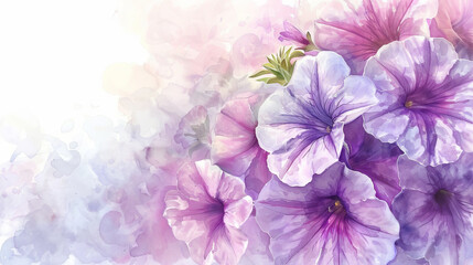painting watercolor flower background illustration floral nature. Lilac flower background for greeting cards weddings or birthdays. Copy space.