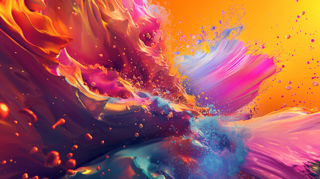 4. **Chromatic Symphony**: Present a dynamic 3D artwork bursting with a symphony of colors and shapes, leaving ample space for a caption that celebrates the harmonious convergence of vibrant hues.