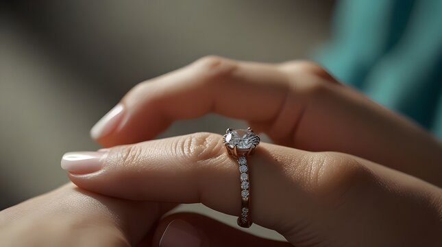 a bautifull ladys aor ring holding in her hand.generative.ai