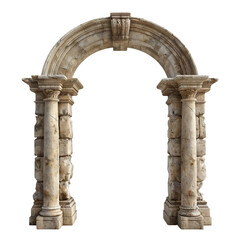 Obraz premium Ancient stone archway with weathered stones, cut out