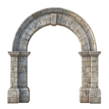Ancient stone archway with weathered stones, cut out