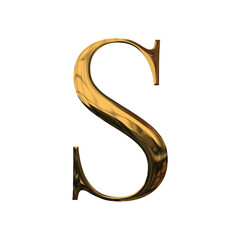 Stylish 3D Luxury Shiny Golden Chrome Effect Alphabet Letter S