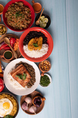 Buffet table full of lunch assorted dishes Peru Peruvian food