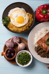 Buffet table full of lunch assorted dishes Peru Peruvian food