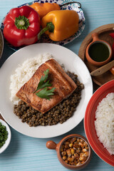 Lentils stew with fried fish and white rice monday meal