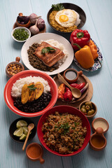Buffet table full of lunch assorted dishes Peru Peruvian food