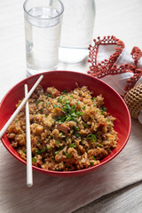 Chaufa amazonico Peruvian style fried rice lunch food chinese influence