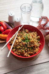 Chaufa amazonico Peruvian style fried rice lunch food chinese influence