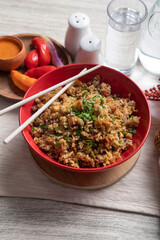 Chaufa amazonico Peruvian style fried rice lunch food chinese influence
