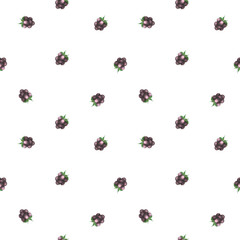 Seamless pattern with blackberries, painted in watercolor. Summer berries in close-up. The illustration is highlighted on a white background. Food, drinks, fruits. Template for the design of packaging