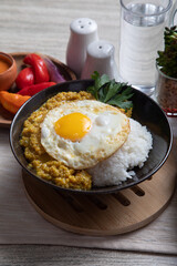 Quinua quinoa stew with cheese and fried egg peru peruvian andean food