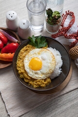 Quinua quinoa stew with cheese and fried egg peru peruvian andean food