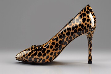 a leopard print high heeled shoe
