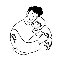 Mother and son line. Vector illustration