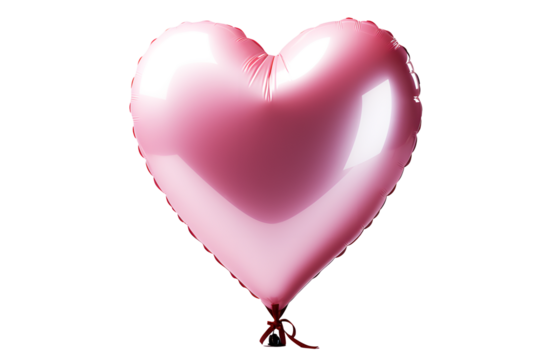 Light pink heart shaped Inflatable balloons isolated on cut out PNG or transparent background. Flat lay Holiday card, Happy Valentine's day. Decorate various festivals or celebration parties.