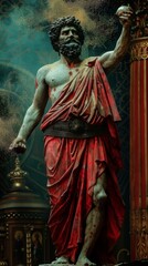 Fototapeta premium Abstract Stoical Expressionism and Timeless Classicism in an Epic Ancient Mythology Stoic Figure Portraying the Stoicism Existence