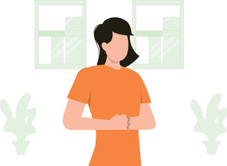 The girl is standing.