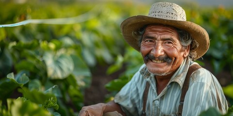 Portrait of a Hispanic Farmer in the Field