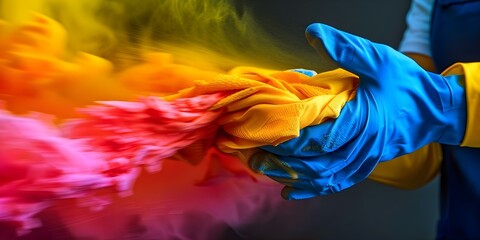 Energetic cleaning professional swiftly wipes away dirt for a pristine home. Concept House Cleaning, Speedy Services, Professional Maintenance, Spotless Results