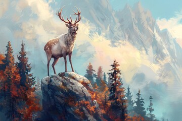 a deer standing on a rock - Powered by Adobe