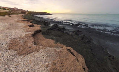 Accumulation of rotting green algae Cladophora sp. in storm emissions on the seashore