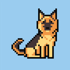 Germand shepherd dog pets pixel art illustrations vector microstock template 