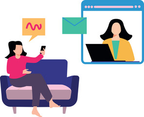 Girls chatting online.