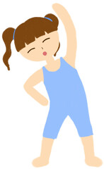 Obraz premium 수영하기 전 준비운동하는 여자아이