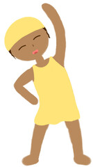 수영하기 전 준비체조를 하는 여자아이