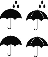 set of umbrellas with rain drops	
