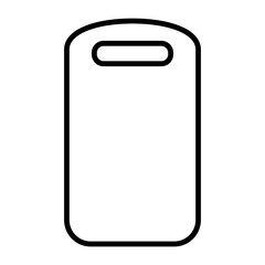 Illustration depicting a black cutting board icon on a white background