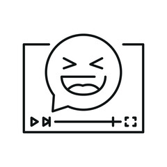 Comedy film genre line black icon.