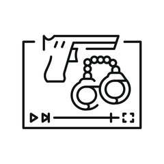 Crime genre line black icon.