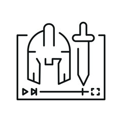 Historical film genre line black icon.