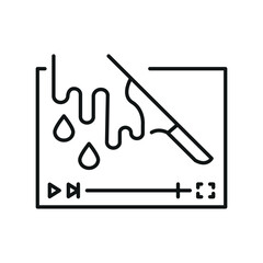 Thriller film genre line black icon.