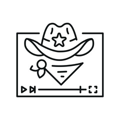 Western film genre line black icon.
