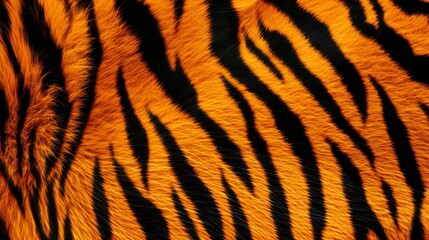 Fototapeta premium Detailed view of a tigers skin showcasing its distinct stripes and patterns, captured up close
