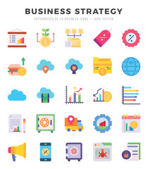 Vector Business Strategy types icon set in Flat style. vector illustration.