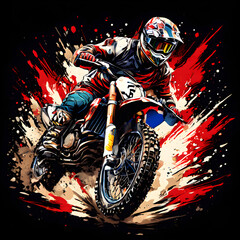 Dirt bike extreme sport vector illustration, perfect for t shirt design and competition logo	