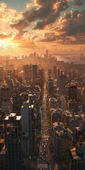 Fototapeta premium Manhattan Sunset as Seen from the Streets of New York City