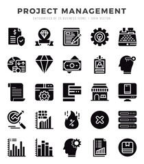 Project Management elements. Glyph web icon set. Simple vector illustration.