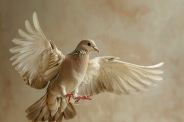Graceful Dove in Flight Against Warm Textured Backdrop