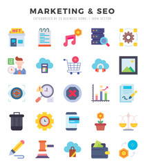 Marketing & Seo web icons in Flat style.