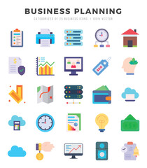 Business Planning elements. Flat web icon set. Simple vector illustration.