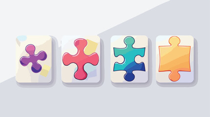 Complete puzzle with four parts icon in neumorphism style