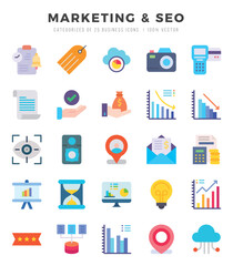 Set of Marketing & Seo icons in Flat style. High quality Flat Icons symbol collection.