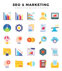 Simple Set of SEO & MARKETING Related Vector Flat Icons.