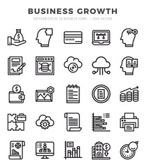 Simple Set of Business Growth Related Vector Lineal Icons.